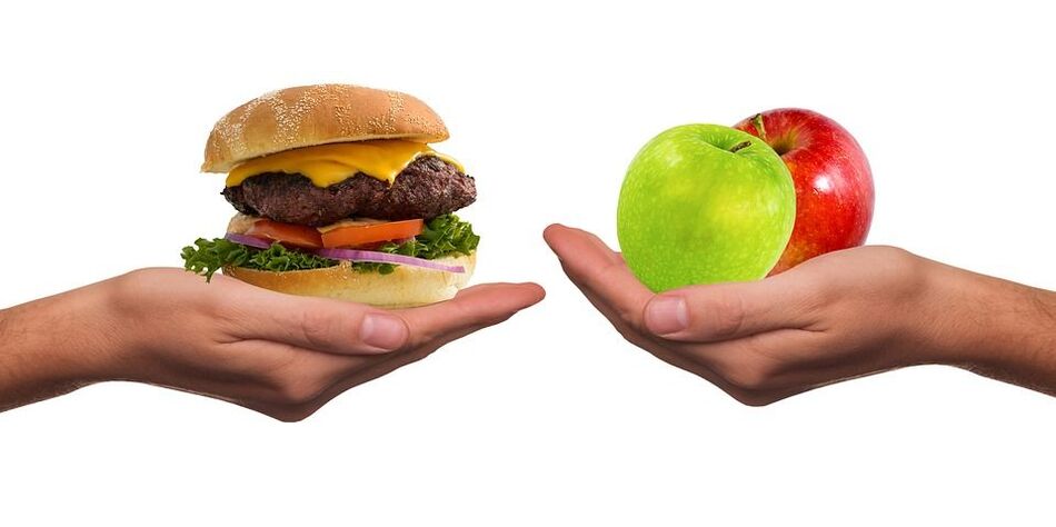 valet mellan hälsosam och ohälsosam mat