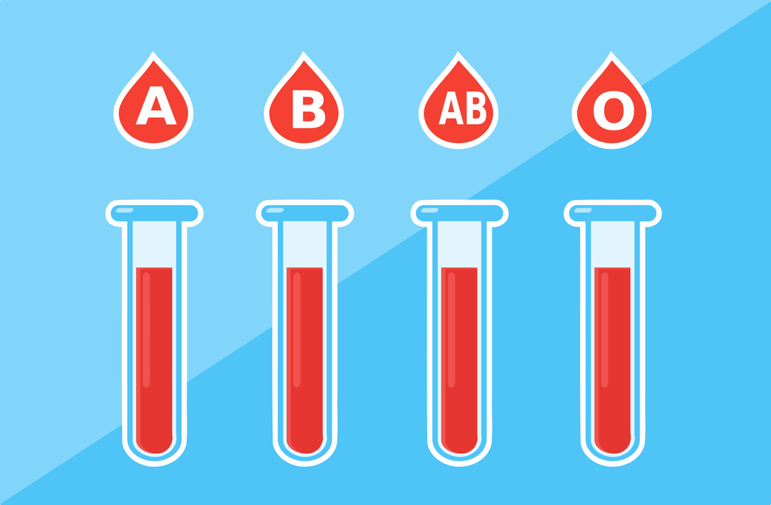 Det finns 4 blodgrupper - A, B, AB, O